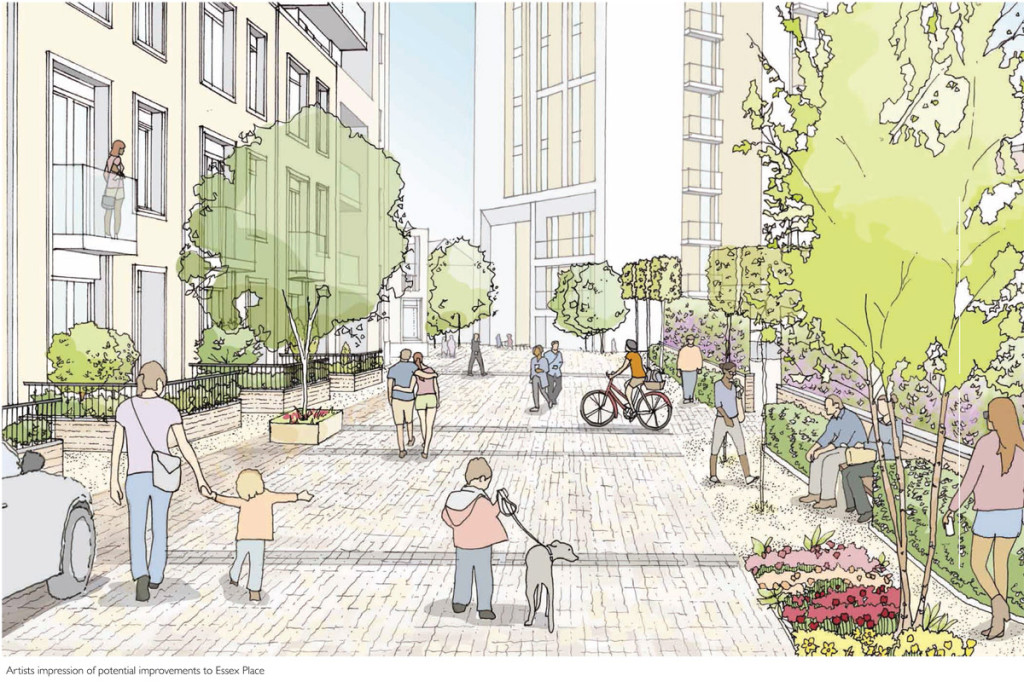 The entrance to the road serves a further 21 flats in Acton Lane and bifurcates to provide access to Sainsbury’s car park and delivery yard.  The traffic on this road will be heavy - the child and his dog playing in the middle of the road are a fiction of the architects’ imagination and a misleading visual by the developers.